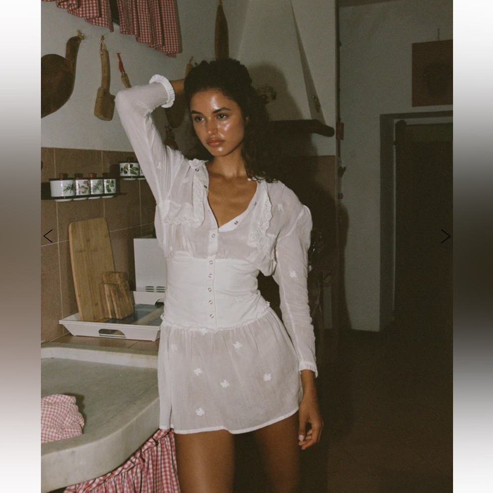 With Jean White Sheer Dress